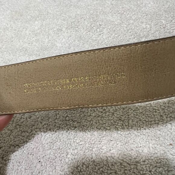 Express Womens Brown Double Ring Adjustable Belt XS Snakeskin Gold Plated NWT - Picture 5 of 10